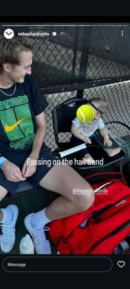 Korda with his nephew Greyson sporting a hairband (Source: Instagram/Sebastian Korda)